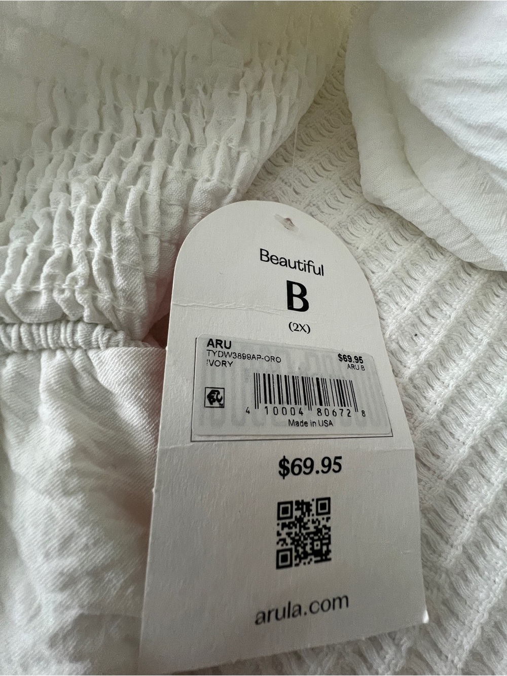 Arula White Puff Sleeve Smocked Peplum Top Size 2X - NWT - Picture 2 of 5
